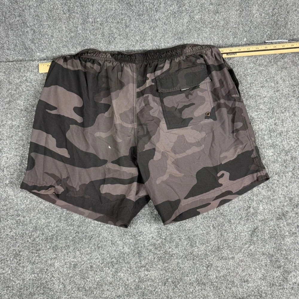 Calvin Klein Swim Trunks Mens Size XL Grey Camo Drawstring Mesh Lined Flaws